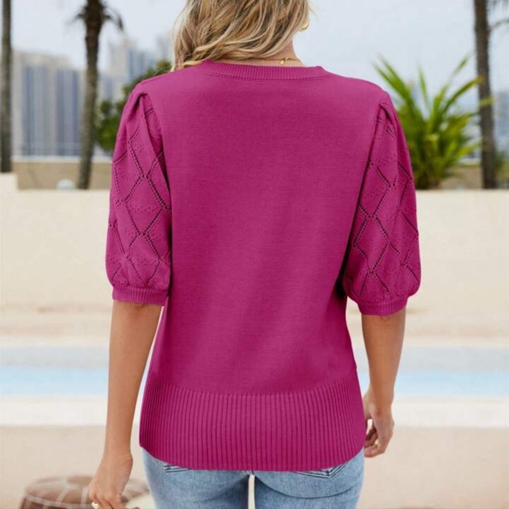 Women's Magenta Knit Top - Picture 2 of 11